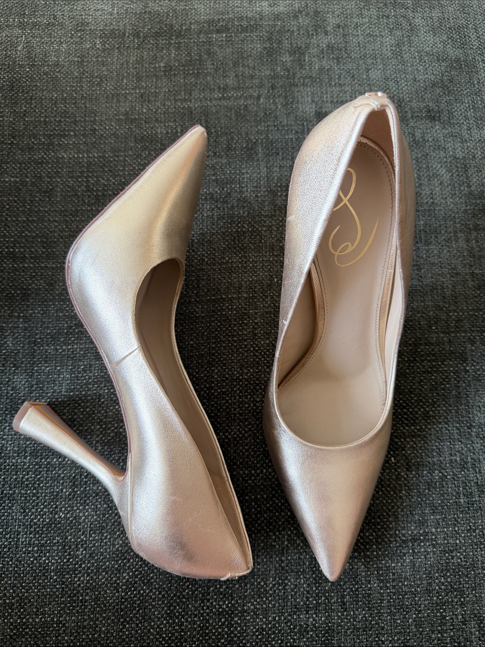Pointed Metallic Gold High Heel Pumps